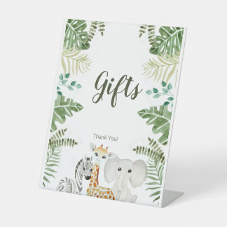 Cute Jungle Safari Animals Pedestal Sign