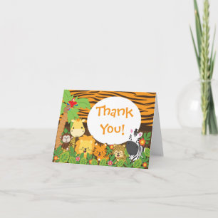 Cute Jungle Safari Animals Thank You Card
