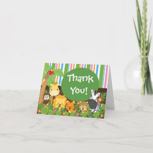 Cute Jungle Safari Animals Thank You Card