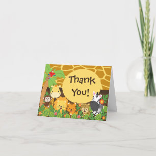 Cute Jungle Safari Animals Thank You Card
