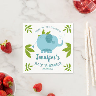 Cute Jungle Safari Blue Elephant Baby Shower  Napkin