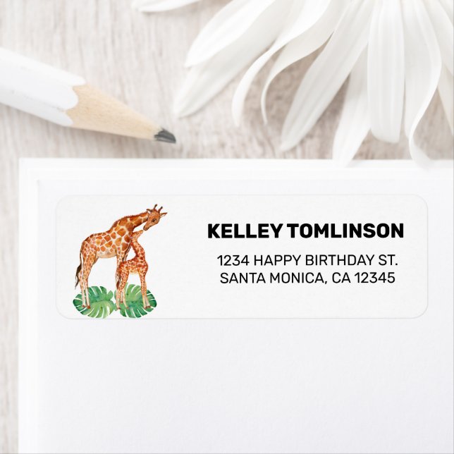 Cute Jungle Safari Giraffe Anniversaire Adresse de (En situation)