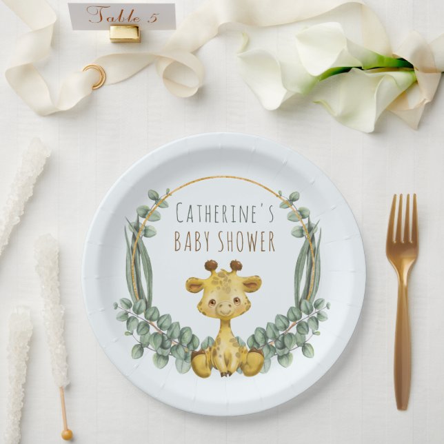 Cute Jungle Safari Giraffe Baby Shower Paper Plate (Wedding)