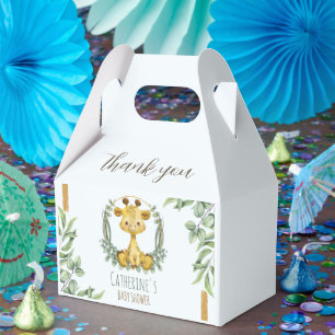 Cute Jungle Safari Giraffe Baby Shower Thank You Favor Box