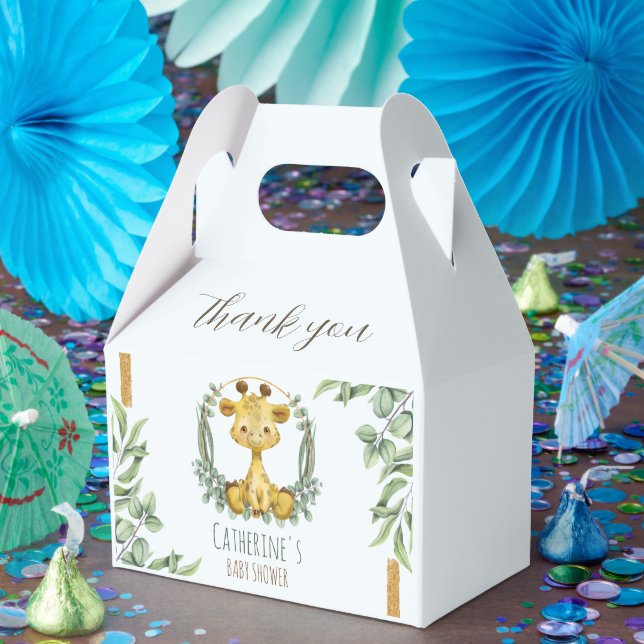 Cute Jungle Safari Giraffe Baby Shower Thank You Favor Box (Party)