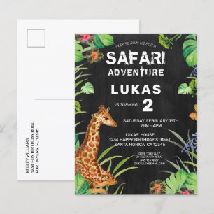 Cute Jungle Safari Giraffe Birthday Invitation Postcard