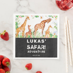 Cute Jungle Safari Giraffe Birthday Napkin