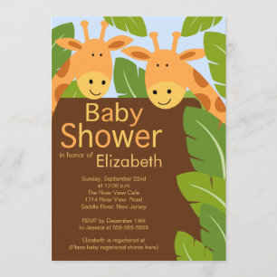 Cute Jungle Safari Giraffe Multiple Baby Shower Invitation
