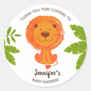 Cute Jungle Safari Lion Baby Shower Thank You Classic Round Sticker