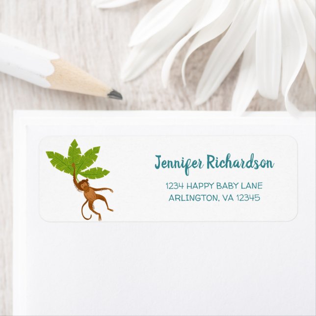 Cute Jungle Safari Monkey Baby shower Adresse (En situation)