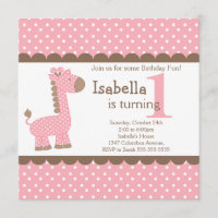 Cute Jungle Safari Pink Giraffe Birthday Party