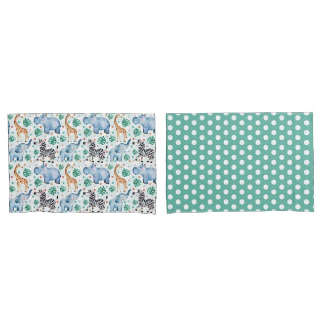 Cute Jungle Wild Animals Pillowcase Set (Front-Set)