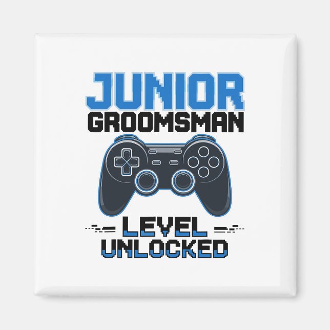 Cute Junior Groomsman Level Unlocked Wedding Party Magnet (Front)