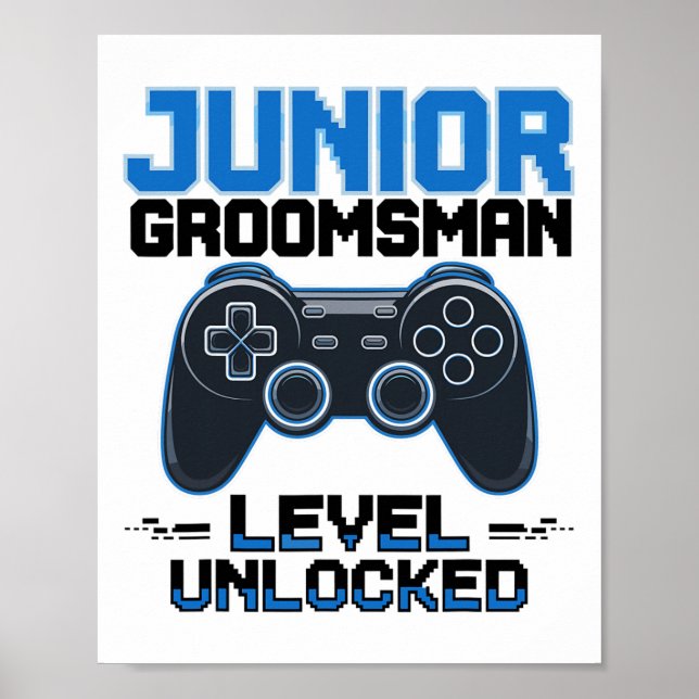 Cute Junior Groomsman Level Unlocked Wedding Party Poster (Front)