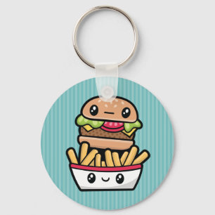 Cute Junk Food burger and fries Keychain