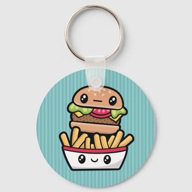 Cute Junk Food burger and fries Keychain (Front)