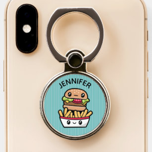 Cute Junk Food Burger and Fries Phone Ring Stand