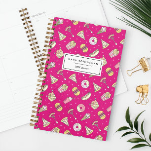 Cute Junk Food Pattern on Pink   Personalized Planner