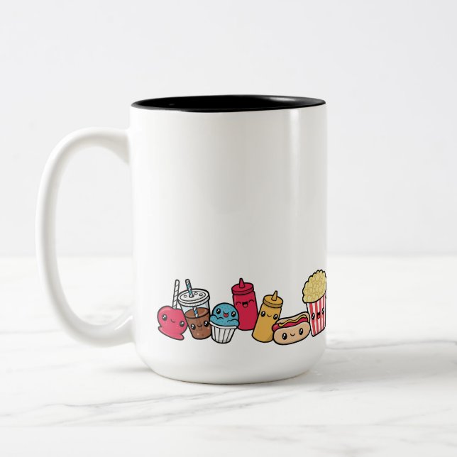Cute Junk Food Two-Tone Coffee Mug (Left)