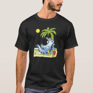 Cute Jurassic Dinosaur Beach Nap Fun Vacation Steg T-Shirt
