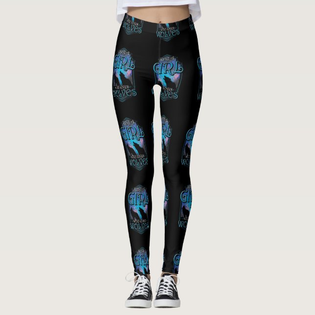Cute Just A Girl Who Loves Wolves Leggings (Front)