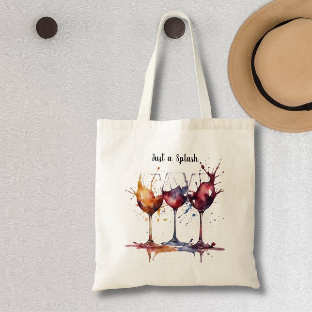 Cute Just a Splash of Wine Watercolor  Tote Bag (Creator Uploaded)