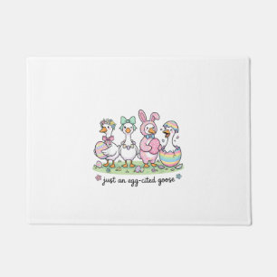 Cute Just an Eggcited Goose Easter Day Girl Women  Doormat