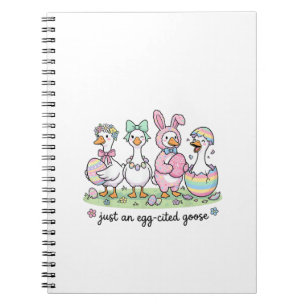 Cute Just an Eggcited Goose Easter Day Girl Women  Notebook