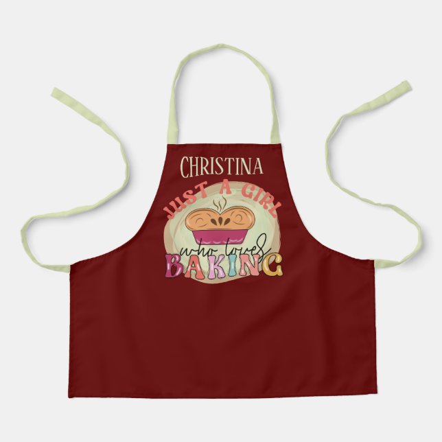 Cute just girl loves baking add name apron (Front)