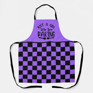 Cute just girl loves baking word art apron
