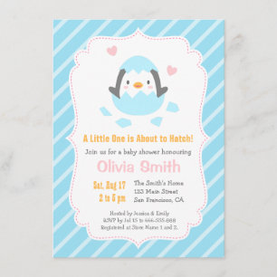 Cute Just Hatched Penguin Baby Shower Invitations