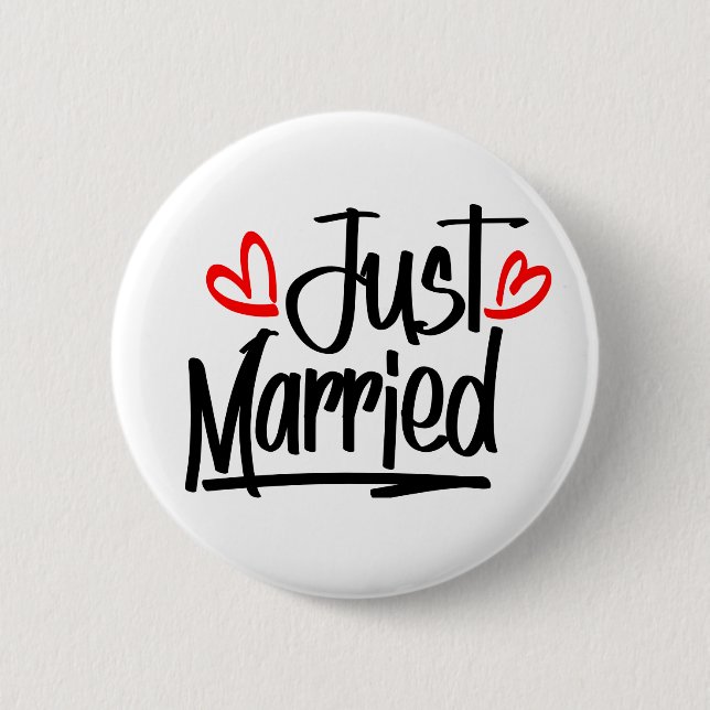 Cute Just Married Wedding Newlywed Bride MRS 2 Inch Round Button (Front)