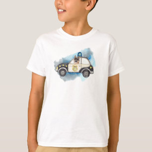 Cute K-9 Dog Riding a Police Car T-Shirt