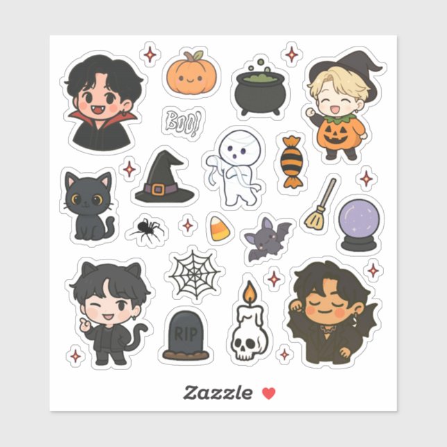 Cute K-Pop Halloween Sticker Sheet  (Feuille)