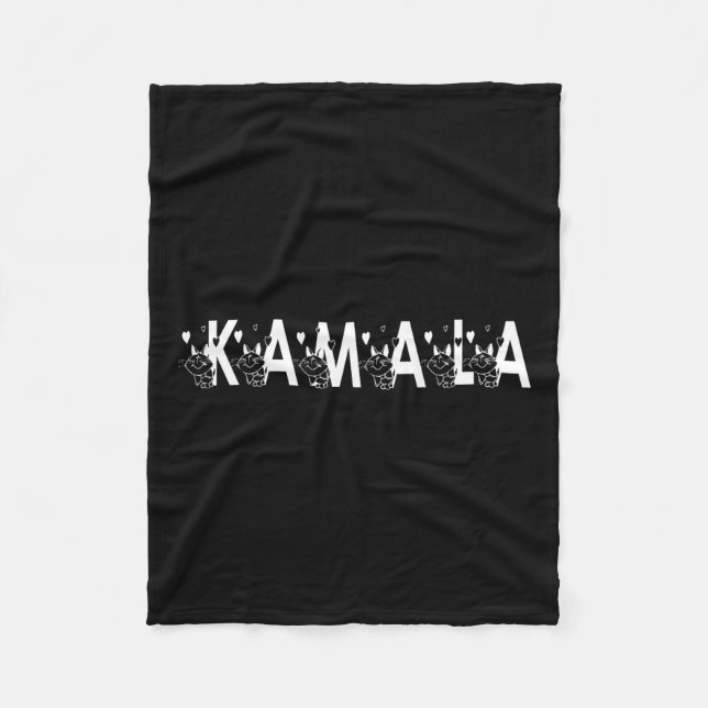 Cute Kamala Cat Letter Font Graphic  Fleece Blanket (Front)