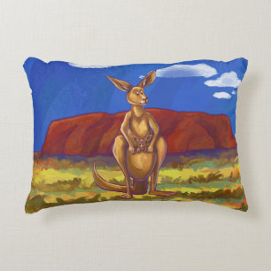 Cute Kangaroo and Baby Heads and Tails Accent Pillow