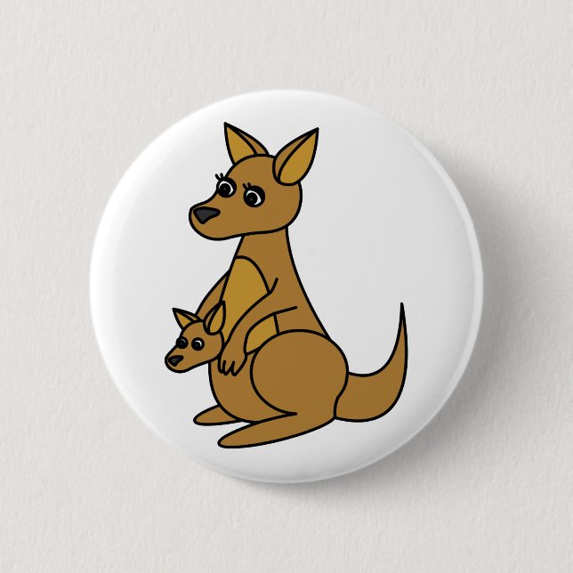 Cute Kangaroo and Joey 2 Inch Round Button (Front)