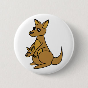 Cute Kangaroo and Joey 2 Inch Round Button