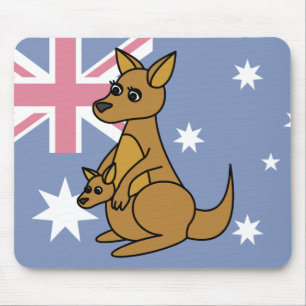 Cute Kangaroo and Joey Mouse Pad
