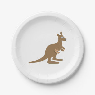Cute Kangaroo and Joey Paper Plate