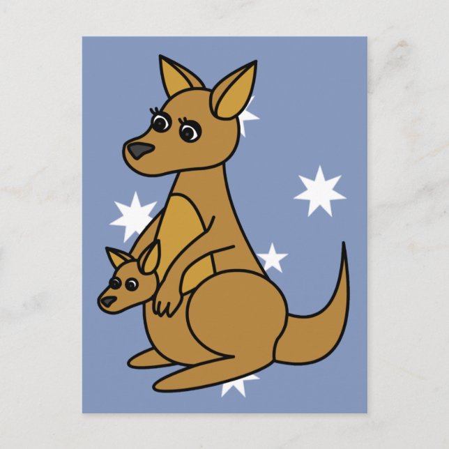 Cute Kangaroo and Joey Postcard (Front)
