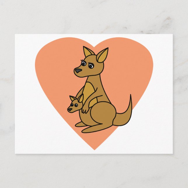 Cute Kangaroo and Joey Postcard (Front)