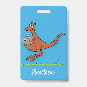 Cute kangaroo and koalas cartoon illustration badge