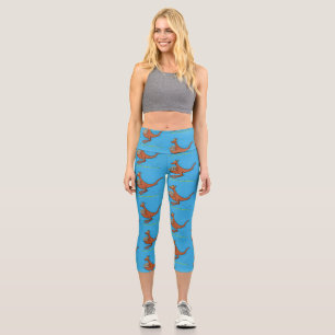 Cute kangaroo and koalas cartoon illustration capri leggings