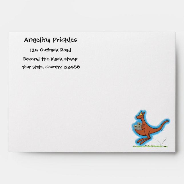Cute kangaroo and koalas cartoon illustration envelope (Front)