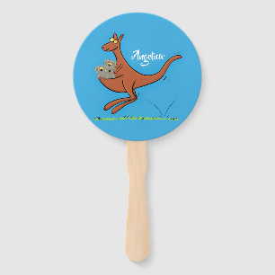 Cute kangaroo and koalas cartoon illustration  hand fan