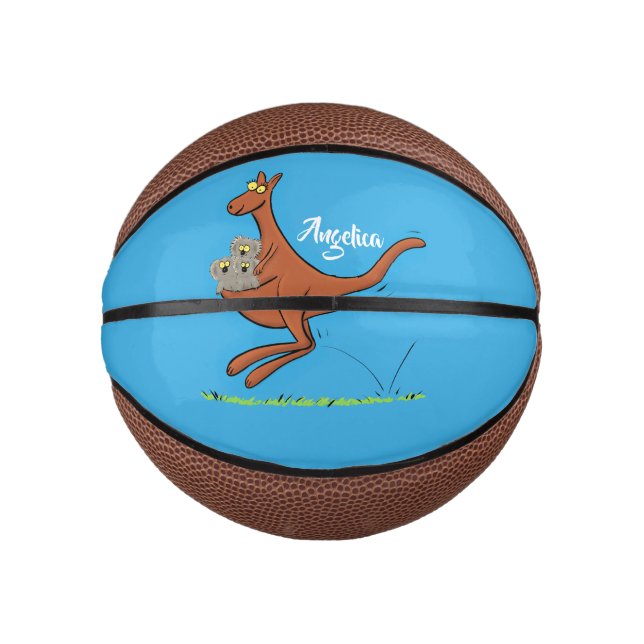 Cute kangaroo and koalas cartoon illustration mini basketball (Front)