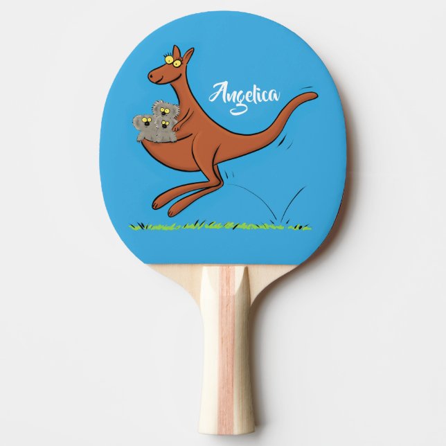 Cute kangaroo and koalas cartoon illustration ping pong paddle (Front)