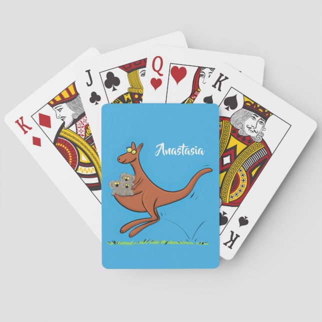 Cute kangaroo and koalas cartoon illustration playing cards (Back)