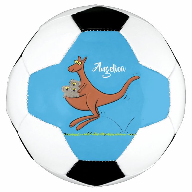 Cute kangaroo and koalas cartoon illustration soccer ball (Front)